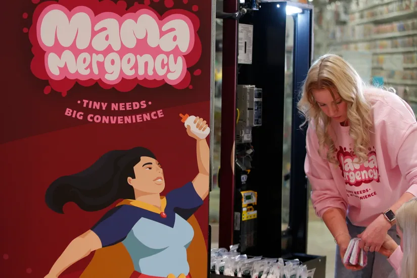 Сестры создали детский торговый автомат «Mama-Mergency», чтобы помочь родителям